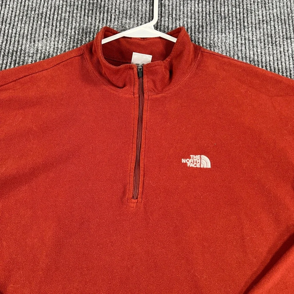 The North Face Pullover Fleece Mens Medium Red Long Sleeve 1/4 Zip Mock Neck‎